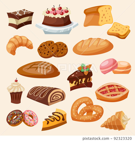 Flat Icon Pastry Set Flat Icon Pastry Set 92323320