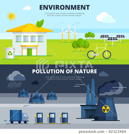 Environment And Pollution Banners Set 92323484