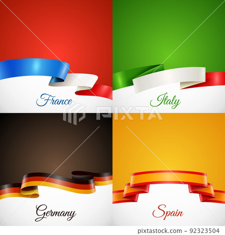 Flag Design Ribbon Concept Icons Set 92323504