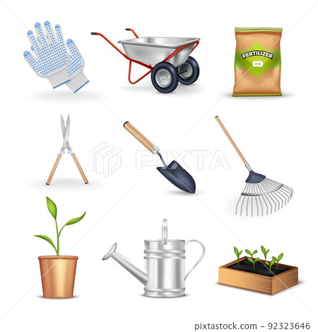Gardening Decorative Icons Set - Stock Illustration [92323646] - PIXTA