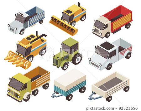 Farm Vehicles Isometric Set Farm Vehicles Isometric Set 92323650