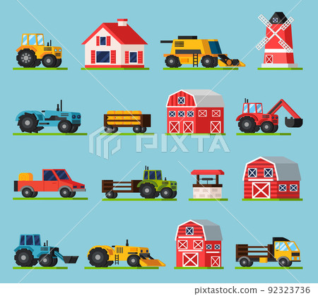 Farm Orthogonal Flat Icons Set 92323736