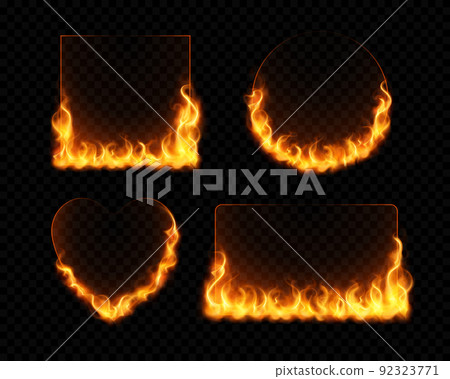 Fire Flame Frame Realistic Set Fire Flame Frame Realistic Set 92323771