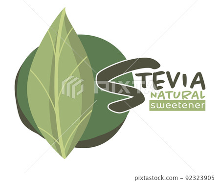 Stevia sweetener vector logo template. Green leaf of sugar 92323905