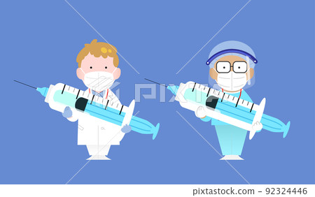Man doctors holding syringes 92324446