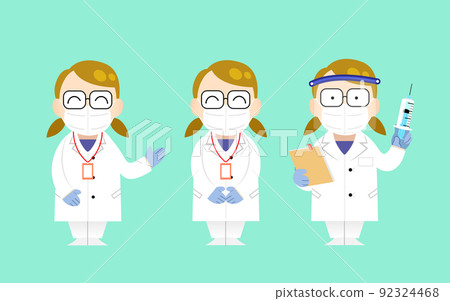 Woman doctor in different poses 92324468