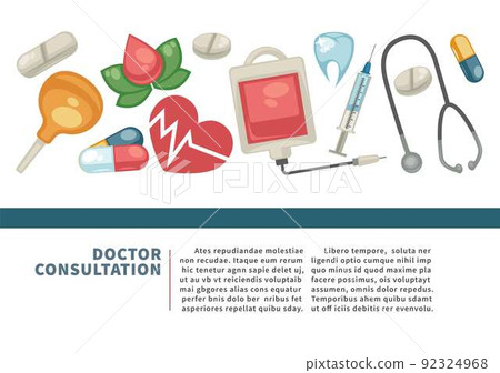 Medicine and treatment healthcare pills and medical tools pharmacy vector Medicine and treatment healthcare pills and medical tools pharmacy vector 92324968