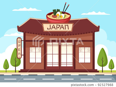 Japanese Food Building Cartoon Illustration 92327988