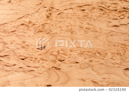 Brown Orange High Detailed Natural Wood Texture of Karelian Birch with grain. Use for web page background, board, table. Space for text. 92328190