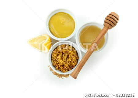 Bowls with sauces isolated on white background Bowls with sauces isolated on white background 92328232