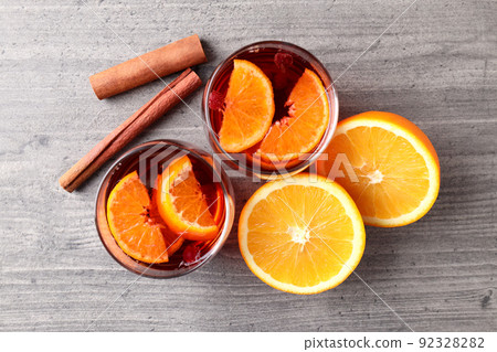 Concept of drink with Sangria, top view Concept of drink with Sangria, top view 92328282