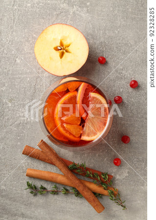 Concept of drink with Sangria, top view Concept of drink with Sangria, top view 92328285