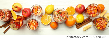 Concept of drink with Sangria, top view 92328303