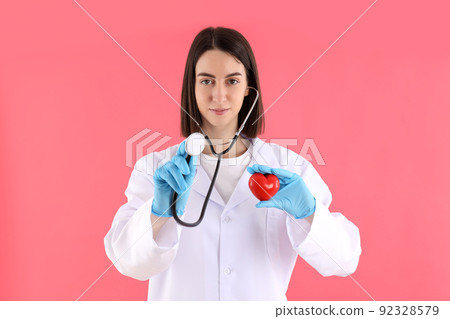 Concept of healthcare worker with young woman 92328579