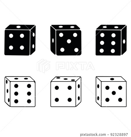 Dice, cubes, vector illustration outline icon isolated on white background 92328897