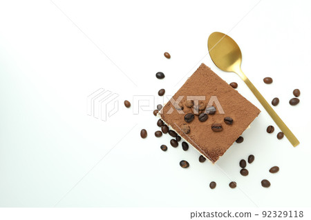 Concept of tasty dessert with Tiramisu cake, space for text 92329118