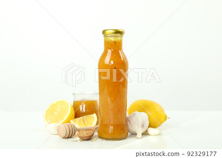 Concept of tasty food with honey mustard sauce Concept of tasty food with honey mustard sauce 92329177