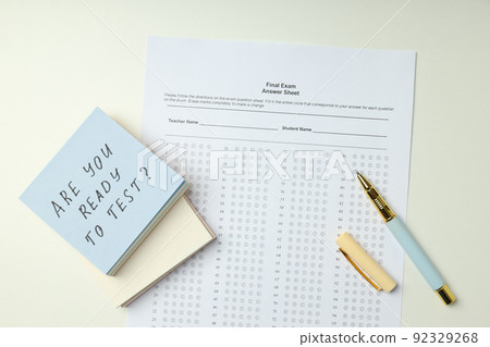 Concept of exams and tests, top view Concept of exams and tests, top view 92329268