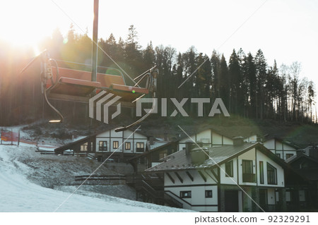 Empty ski lift in Carpathians, space for text Empty ski lift in Carpathians, space for text 92329291
