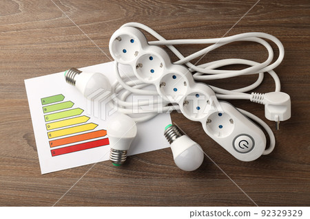 Concept of electrician or electrical tools, top view 92329329