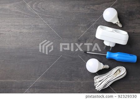 Concept of electrician tools, space for text 92329330