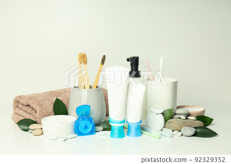 Concept of tooth or oral care with accessories 92329352