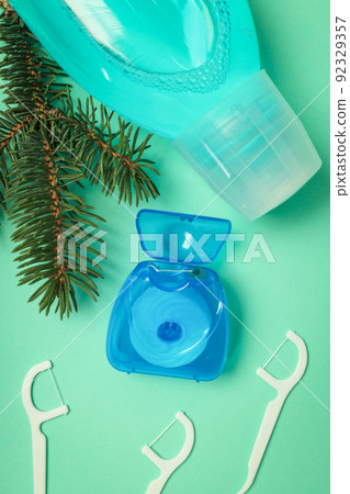 Concept of tooth or oral care, top view Concept of tooth or oral care, top view 92329357