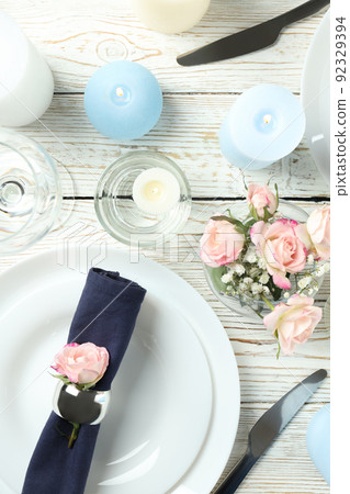 Concept of table setting with aroma candles 92329394