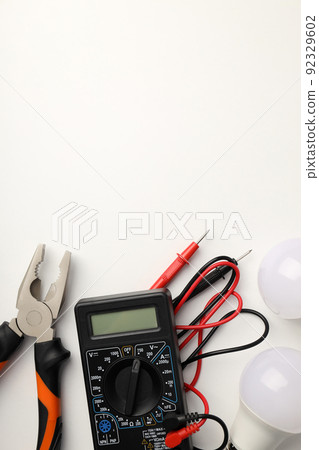 Concept of electrician tools, space for text 92329602