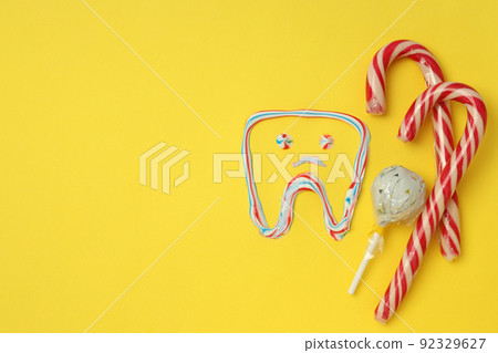 Concept of tooth or oral care, space for text 92329627