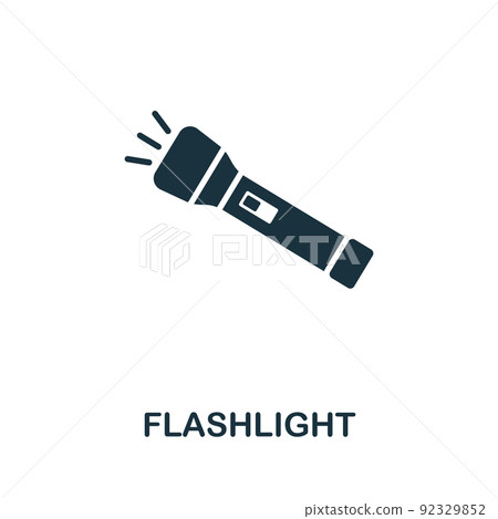 Flashlight icon. Monochrome simple line Outdoor Recreation icon for templates, web design and infographics 92329852