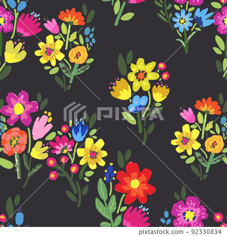 Seamless pattern with flowers on white background. - Stock Illustration ...