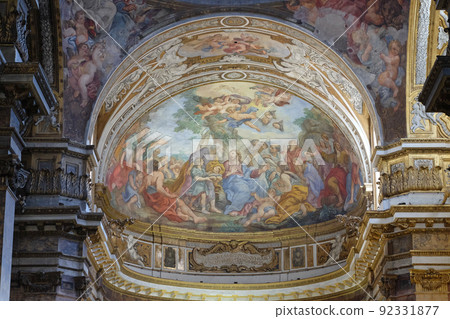 The fresco of The Miracle of Multiplication on the main apse of Basilica di Sant Andrea delle Fratte, Rome, Italy 92331877
