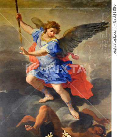 St Michael the Archangel, altarpiece by Ludovico Gimignani in Chapel of St Michael the Archangel, Basilica di Sant Andrea delle Fratte, Rome, Italy St Michael the Archangel, altarpiece by Ludovico Gimignani in Chapel of St Michael the Archangel, Basilica di Sant Andrea delle Fratte, Rome, Italy 92331880