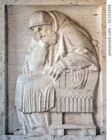 Pope Sixtus V bass relief by Ivan Mestrovic, San Girolamo dei Croati church in Rome, Italy 92331898