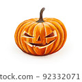 Scary Jack O Lantern halloween pumpkin. Hand drawn illustration 92332071