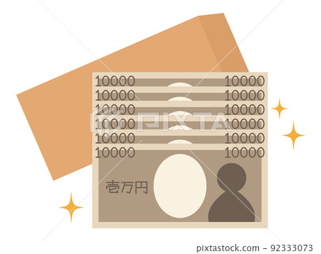 Tea envelope and 10,000 yen bill icon 60,000 yen Tea envelope and 10,000 yen bill icon 60,000 yen 92333073