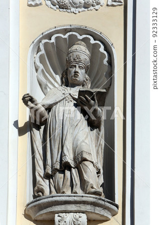 Saint Gregory the Great on the portal of Holy Cross, parish Church of the Immaculate Conception of the Virgin Mary in Lepoglava, Croatia 92333129