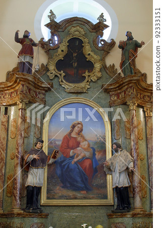 Altar of the Virgin Mary in the Church of Saint Francis Xavier in Vugrovec, Croatia Altar of the Virgin Mary in the Church of Saint Francis Xavier in Vugrovec, Croatia 92333151