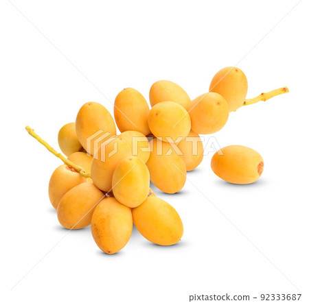 Yellow raw date palm isolated on white background 92333687