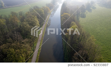 Panoramic view from a drone flying over the river. Picturesque photo wallpaper. Discover the beauty Panoramic view from a drone flying over the river. Picturesque photo wallpaper. Discover the beauty 92333807