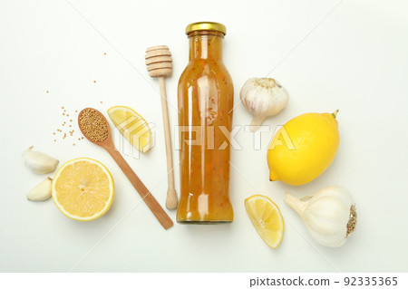 Concept of tasty food with sauce, top view Concept of tasty food with sauce, top view 92335365