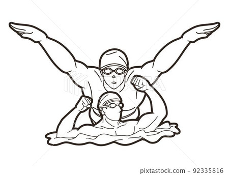 Group of People Swimming Together Swimmer... - Stock Illustration ...