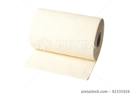Kitchen towel bamboo roll isolated on a white background Kitchen towel bamboo roll isolated on a white background 92335826