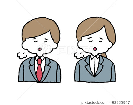 男人和女人在西裝嘆息的插圖 男人和女人在西裝嘆息的插圖 92335947