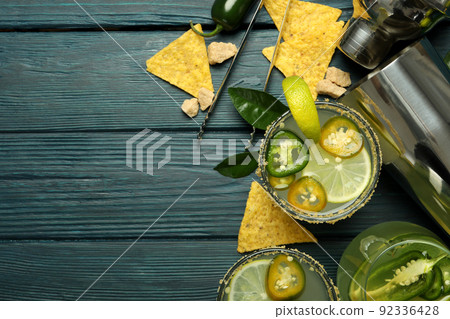 Concept of drink with jalapeno cocktail, space for text 92336428