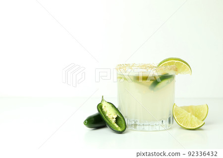 Concept of drink with jalapeno cocktail, space for text Concept of drink with jalapeno cocktail, space for text 92336432