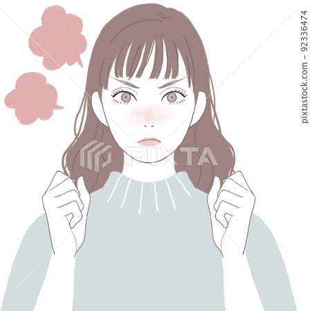 Cute woman with long hair getting angry clenching her fist ver Cute woman with long hair getting angry clenching her fist ver 92336474