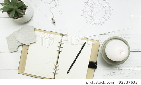 Concept of psychic advisor or ways of divination with cards. 92337632