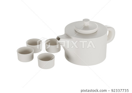 Tea pots ceramic isolated on white background. 3d rendering Tea pots ceramic isolated on white background. 3d rendering 92337735